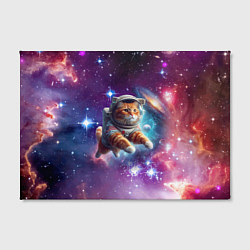 Холст прямоугольный Котик смелый космонавт - нейросеть, цвет: 3D-принт — фото 2