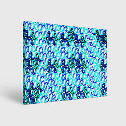 Холст прямоугольный Синий узор и бело-чёрная обводка, цвет: 3D-принт