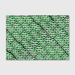 Холст прямоугольный Зелёно-белый узор на чёрном фоне, цвет: 3D-принт — фото 2