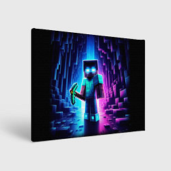 Холст прямоугольный Minecraft - neon character ai art, цвет: 3D-принт