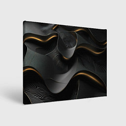 Холст прямоугольный Черная абстракция с темными золотыми вставками, цвет: 3D-принт