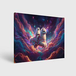 Холст прямоугольный Космос и кот едет верхом на альпаке, цвет: 3D-принт