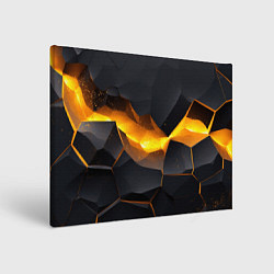 Холст прямоугольный Разлом черных плит и оранжевая лава, цвет: 3D-принт