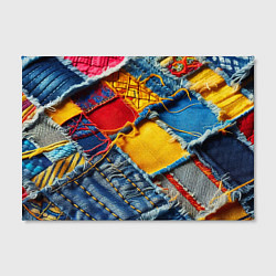 Холст прямоугольный Colorful denim patchwork - ai art, цвет: 3D-принт — фото 2