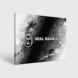 Холст прямоугольный Real Madrid sport на темном фоне по-горизонтали, цвет: 3D-принт