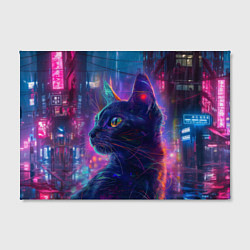 Холст прямоугольный Кот в нейросети киберпанк, цвет: 3D-принт — фото 2