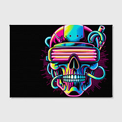 Холст прямоугольный Cyber skull - ai art neon, цвет: 3D-принт — фото 2