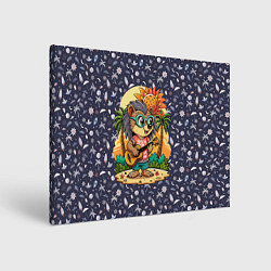 Холст прямоугольный Ежик играет на гитаре жаркое лето, цвет: 3D-принт