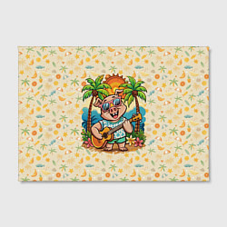 Холст прямоугольный Свинья с гитарой жаркое лето, цвет: 3D-принт — фото 2