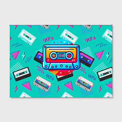 Холст прямоугольный Кассеты и надпись 90s, цвет: 3D-принт — фото 2
