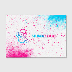 Холст прямоугольный Stumble Guys neon gradient style по-горизонтали, цвет: 3D-принт — фото 2