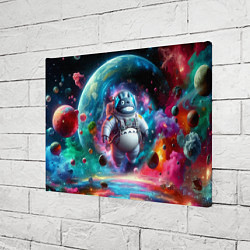 Холст прямоугольный Astronaut Totoro in neon space - ai art fantasy, цвет: 3D-принт — фото 2