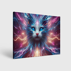 Холст прямоугольный Fantastic blue-eyed neon kitten, цвет: 3D-принт