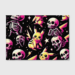Холст прямоугольный Pikachu and skeletons - pattern, цвет: 3D-принт — фото 2