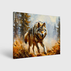 Холст прямоугольный Волк в осеннем лесу, цвет: 3D-принт