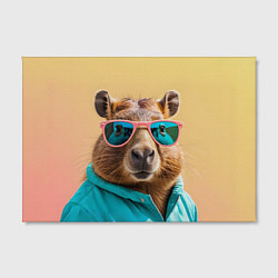 Холст прямоугольный Модная капибара в отпуске, цвет: 3D-принт — фото 2