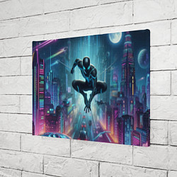 Холст прямоугольный Spider-man in the neon metropolis, цвет: 3D-принт — фото 2