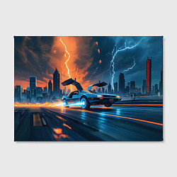 Холст прямоугольный Автомобиль и ночные молнии, цвет: 3D-принт — фото 2