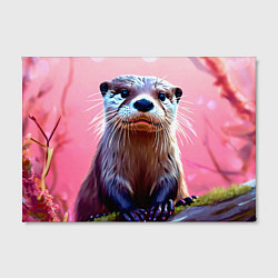 Холст прямоугольный Выдра в розовом цвете, цвет: 3D-принт — фото 2
