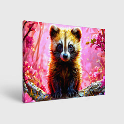 Холст прямоугольный Росомаха в розовом лесу, цвет: 3D-принт