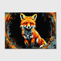Холст прямоугольный Лиса на черном, цвет: 3D-принт — фото 2