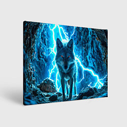 Холст прямоугольный Волк в разрядах молнии, цвет: 3D-принт