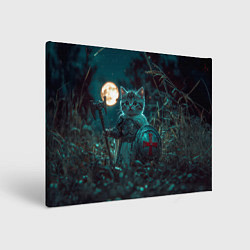 Холст прямоугольный Котенок рыцарь с щитом, цвет: 3D-принт