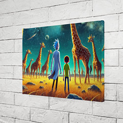 Холст прямоугольный Рик и Морти на планете жирафов - нейроарт, цвет: 3D-принт — фото 2