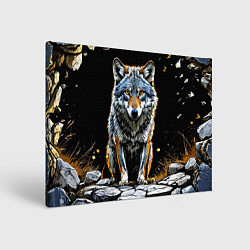 Холст прямоугольный Волк на черном, цвет: 3D-принт
