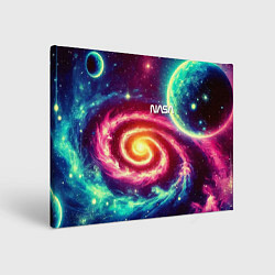 Холст прямоугольный Spiral galaxy - neon glow, цвет: 3D-принт