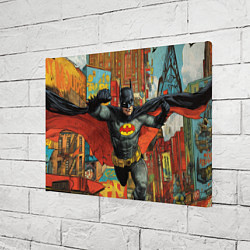 Холст прямоугольный Бэтмен на фоне города, цвет: 3D-принт — фото 2