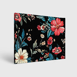 Холст прямоугольный Цветы старинный узор, цвет: 3D-принт