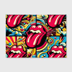 Холст прямоугольный Rolling Stones logo - pop art pattern, цвет: 3D-принт — фото 2