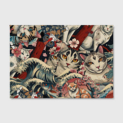 Холст прямоугольный Котики и рыбки в сакуре, цвет: 3D-принт — фото 2