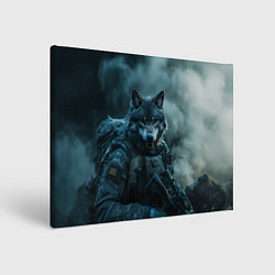 Холст прямоугольный Волк солдат, цвет: 3D-принт