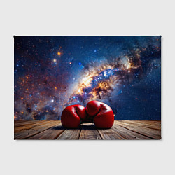 Холст прямоугольный Боксерские перчатки в космосе, цвет: 3D-принт — фото 2