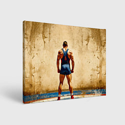 Холст прямоугольный Греко-римский борец на бежевом, цвет: 3D-принт