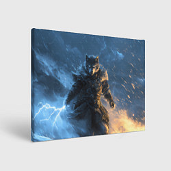 Холст прямоугольный Волк и молния, цвет: 3D-принт