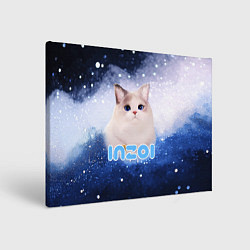 Холст прямоугольный Inzoi логотип с белой кошечкой, цвет: 3D-принт