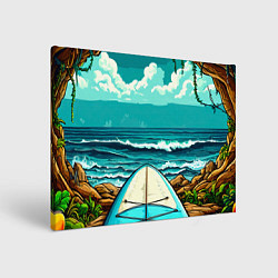 Холст прямоугольный Sup-доска у берега океана, цвет: 3D-принт