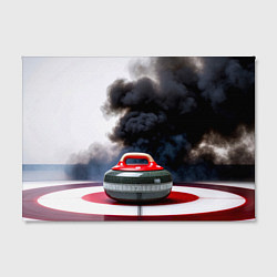 Холст прямоугольный Камень для кёрлинга в черном дыму, цвет: 3D-принт — фото 2