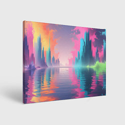 Холст прямоугольный Город в розовом тумане, цвет: 3D-принт