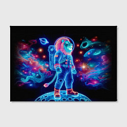 Холст прямоугольный Неоновый лев космонавт - нейроарт, цвет: 3D-принт — фото 2