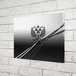 Холст прямоугольный Герб России градиент в полосами серый, цвет: 3D-принт — фото 2