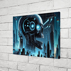 Холст прямоугольный Cyberpunk skull - metropolis neon glow, цвет: 3D-принт — фото 2