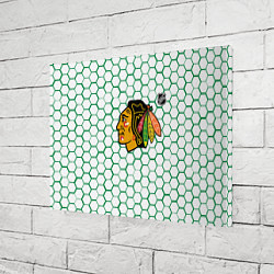 Холст прямоугольный Чикаго Блэкхокс - белые соты с зеленой обводкой, цвет: 3D-принт — фото 2