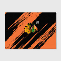 Холст прямоугольный Чикаго Блэкхокс - фон с оранжевыми потертостами, цвет: 3D-принт — фото 2