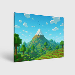 Картина прямоугольная Пейзаж Minecraft с горой со снежной шапкой
