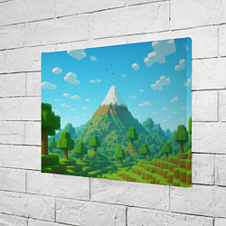 Холст прямоугольный Пейзаж Minecraft с горой со снежной шапкой, цвет: 3D-принт — фото 2