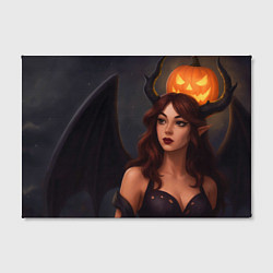 Холст прямоугольный Девушка демон и тыква, цвет: 3D-принт — фото 2